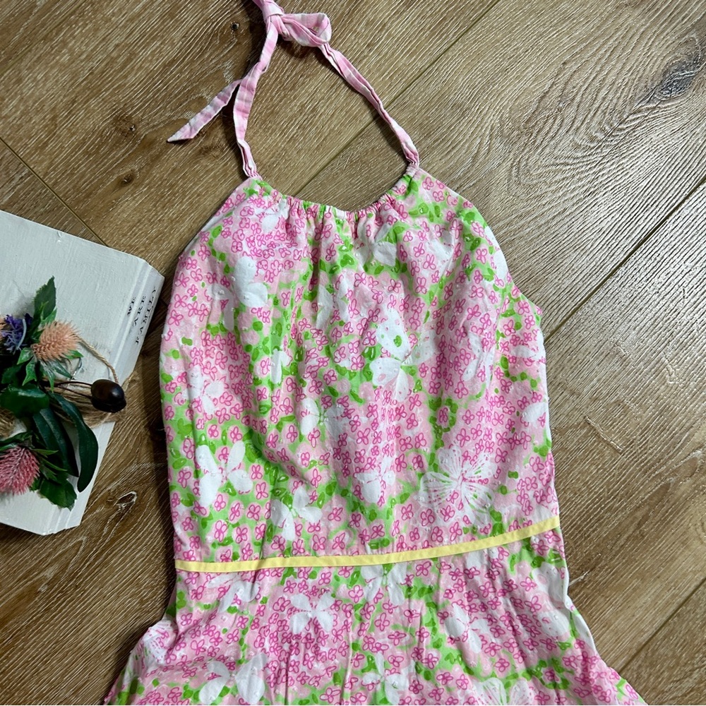 Lily Pulitzer Butterfly Gingham Cotton Lined Halter Dress Size 2 - Picture 2 of 10